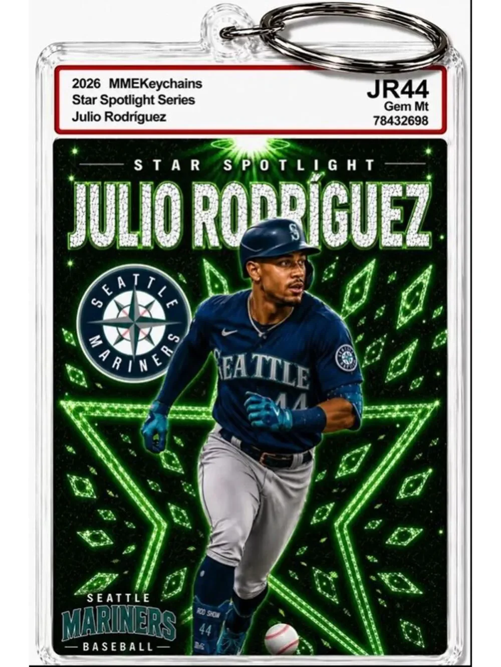 3971 Julio Rodriguez Keychain Green Spotlight Premium Keychain With Nameplate